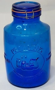 ✅🫙1969 Blue Glass Canister 4QT Aunt Mary's Italy 14X8-in Antq VTG Collectab📸👀 - Picture 1 of 12