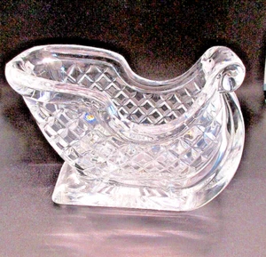7" Crystal Christmas Santa  Sleigh Candy Dish Holiday Decorating Heavy 3+ lbs - Picture 1 of 5