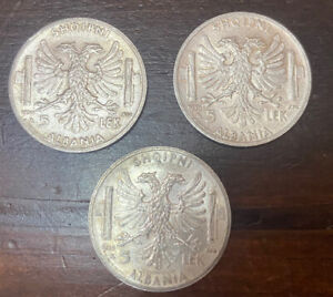Albania Occupation coins  5 lek 1939 silver 3 pcs.