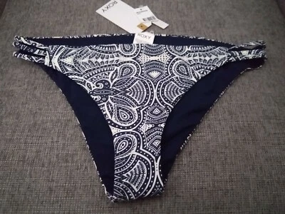 Nova calcinha de biquíni Roxy azul branca padrão tamanho G detalhes de recorte lateral - Imagem 1 de 4