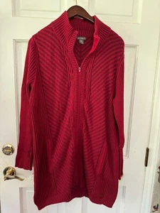 Eddie Bauer Women’s 2XL Sweater Red Striped Full-Zip Cardigan Cotton Blend - Picture 1 of 5