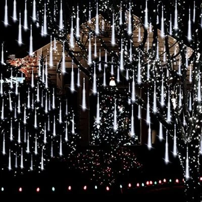 Outdoor Christmas Meteor Shower Snow Falling Rain Cascading Icicle Lights - Image 1 of 4