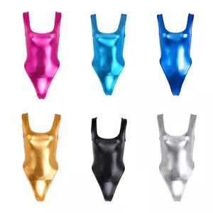 Damen Stringbody Sexy Lingerie Metallic Gymnastikbody Thong mit Offener Schritt - Bild 1 von 21
