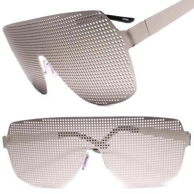 Fantasia exclusiva de malha de metal prata festa rave espaço alienígena óculos viseira futurista - Imagem 1 de 4