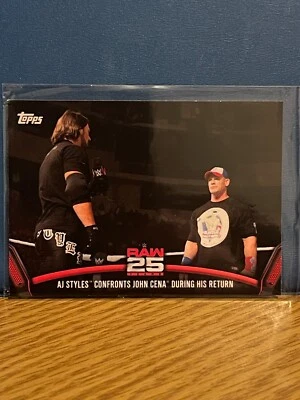 2018 Topps WWE Then Now Forever AJ Styles Confronts John Cena Raw 25 Insert - Image 1 of 2