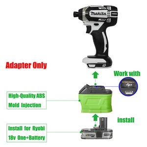 1 Adattatore Convertibile per Batterie Ryobi 18v Li-lon a Makita 18v LXT Utensile Cordless - Foto 1 di 6