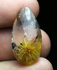 15.4ct Rare NATURAL Clear RUTILATED flowers Crystal Polished pendant - Picture 1 of 7