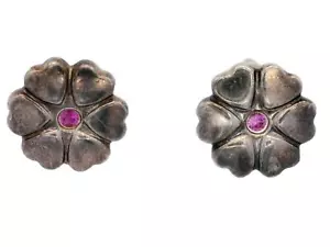 Tiffany & Co. Paloma Picasso Pink Sapphire Heart Studs in Sterling Silver - Picture 1 of 7