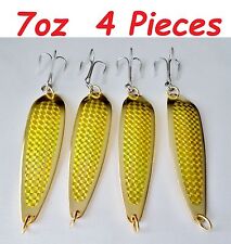 4 Pieces 2oz Gold Casting Spoons Fishing Lures - Crocodile spoon style