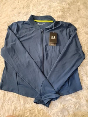 Chaqueta Bomber Under Armour Para Mujer Talla XL Azul Real Cremallera Completa Meridian $80 Nueva Con Etiquetas Foto 1 de 3