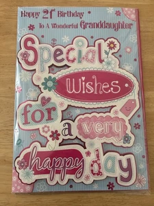 Prelude EX LGE Birthday Card - 21st Granddaughter - 15” x 10 1/2” - Picture 1 of 2
