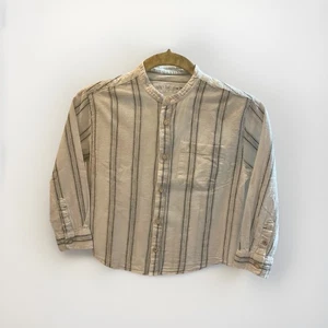 Zara Size 6 Boys Linen Blend Striped Button Down Shirt - Picture 1 of 4