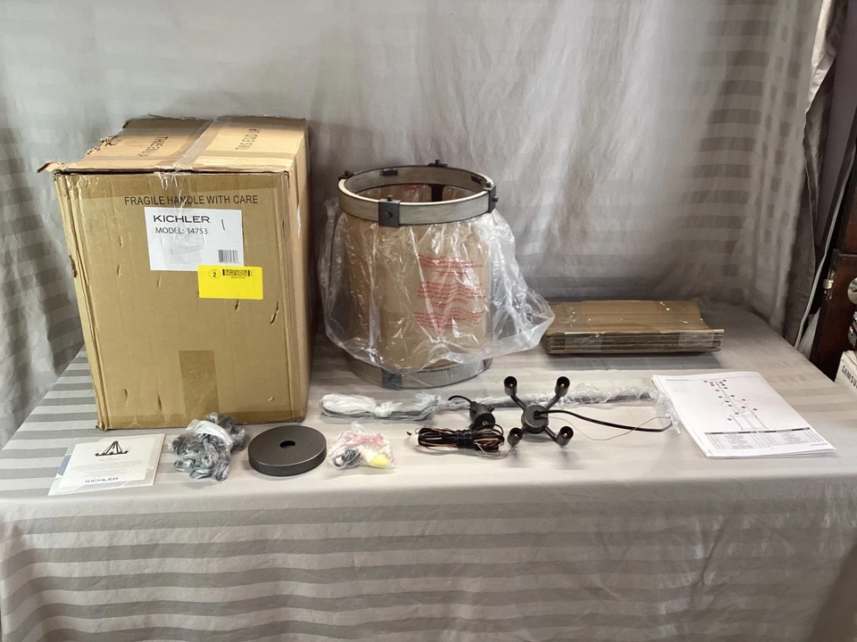 Kichler Barrington Rustic Anvil Iron With Seeded Glass Cylinder Pendant Light