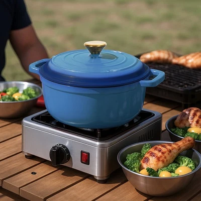 Enameled Cast Iron Dutch Oven 5QT Heavy Duty Dual Enamel Coating, FDA Certified - Image 1 of 4