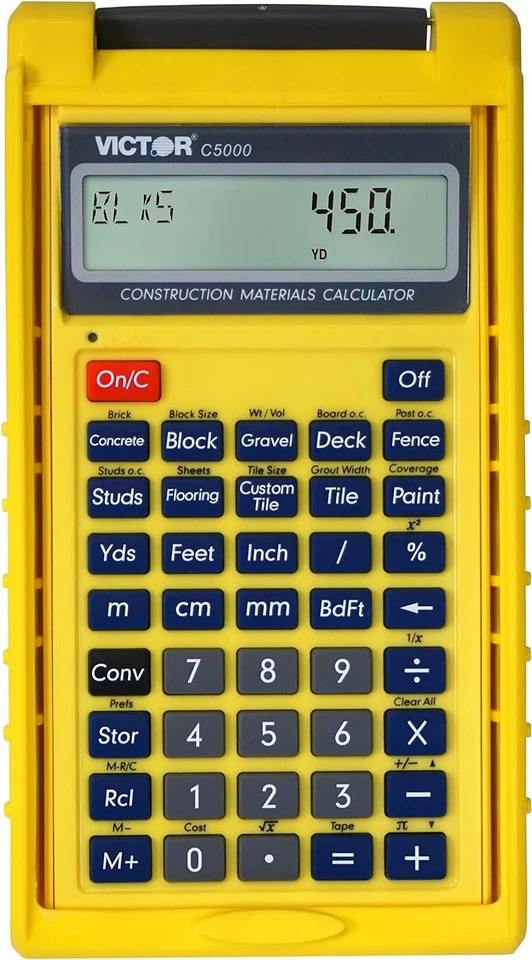Victor C5000 Construction Materials Calculator with Protective Case Yellow