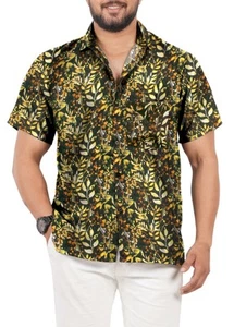 LA LEELA Mens Hawaiian Short Sleeve Button Down Shirts S Tropical,Black - Picture 1 of 3