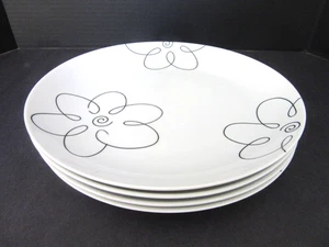 FOUR  DAISY DOODLE DINNER PLATES- By Judith Kruger  11" ~ Crate & Barrel - Picture 1 of 11
