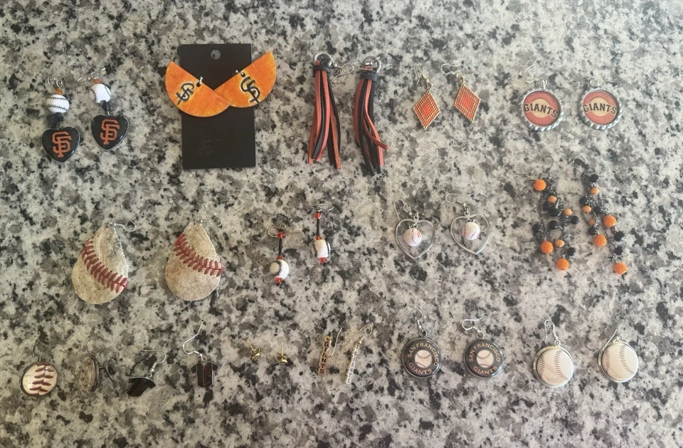 San Francisco Giants Baseball Earrings- Lot Of 15 Pairs - Image 1 of 1