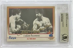 CARLOS PALOMINO SIGNED 1991 KAYO #190 BECKETT AUTHENTIC BOXING GOLD INK AUTO - Picture 1 of 2