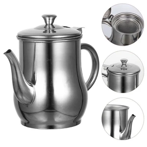  Pentola filtro olio acciaio inox 18 oz erogatore colino olio rete fine con coperchio e - Foto 1 di 18