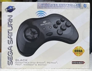 Sega Saturn Retro Bit Black Wireless Controller Steam PC/Mac PS3 Android Switch - Picture 1 of 6