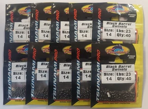 10 Packs Tsunami Black Barrel Swivels size 14 - Picture 1 of 2