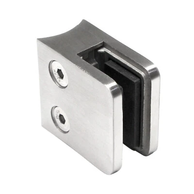 GLASHALTER EDELSTAHL V2A Glasklemme Geländer Eckig Rohranschluss Glasklemmhalter