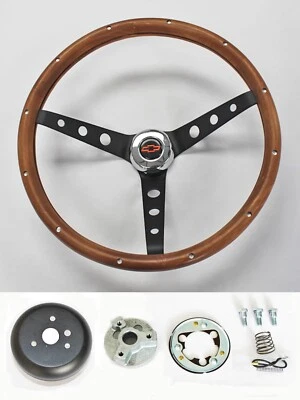 1960-1969 Chevy Pick Up C10 Truck Grant Steering Wheel Wood Red/Black Cap 15" - Image 1 of 4