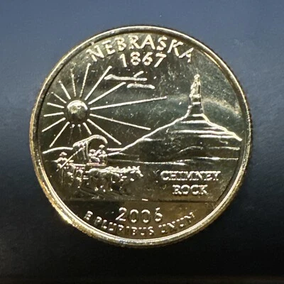 2006 D gold plated Nebraska State Quarter UNC - Image 1 of 2