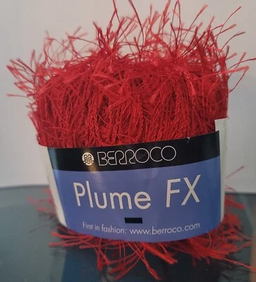 Berroco Plume FX Eyelash Yarn ~ Vibrant Red Color#6755 Dye Lot#03 - Image 1 of 4