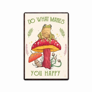 Vintage Retro Tin Sign door Wall Decor Metal Bar Pub Poster FROG MUSHROOM QUOTE - Picture 1 of 5