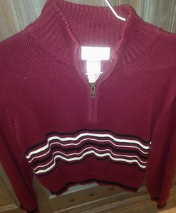 *STRASBURG* Burgundy & Black Long Sleeve Zip Up Sweater Size 8-10 yr Holiday - Picture 1 of 4