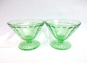 3 1/4" Footed Sherbet , Hocking Glass Co.  Block Optic Green Depression Glass - Picture 1 of 5