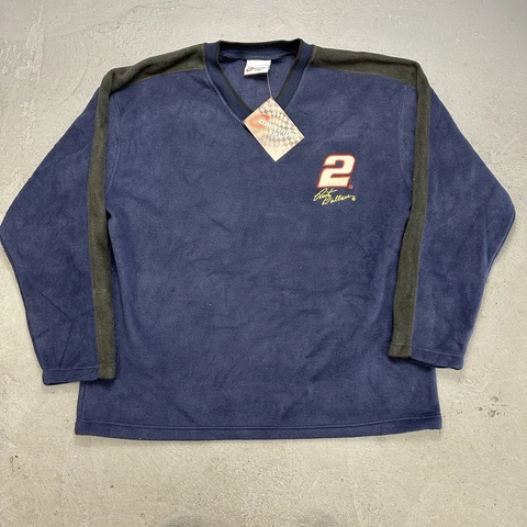 Vintage NASCAR Rusty Wallace Fleece Pullover Sweatshirt Mens XXL Blue 90's Cover