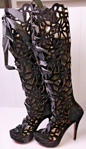 Women's Hai Yue Li Black Knee High Heeled Boots Size 9 - Picture 1 of 5