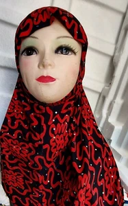 Mujeres Musulmanas Al Amira Bufanda en la cabeza Islam Hijab Turbante Una Pieza. Azul y rojo - Imagen 1 de 4