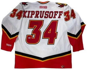 MIIKKA KIPRUSOFF SIGNED CCM 2004 FLAMES STANLEY CUP JERSEY BECKETT COA XL - Picture 1 of 5