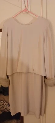 Vestido de iglesia Positive Attitude puños de piel sintética crema talla 16 Foto 1 de 4