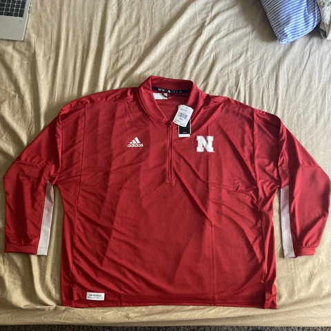 Adidas Nebraska Cornhuskers 1/4 Zip Red Jacket Men’s 2XL XXL Football Basketball Cover