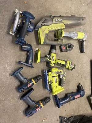 RYOBI 18V One+ 10pc Tool Set Drills Saws Lights Blower Grinder ++ - Image 1 of 4