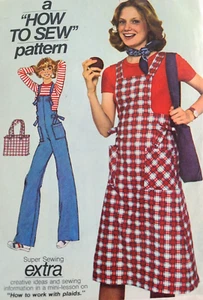 Vtg Simplicity 7825 Sew Pattern Easy Bibbed Overalls Suspender Jumper Tote Bag - Picture 1 of 4