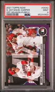 2021 Topps Now Shohei Ohtani / Bryce Harper /25 Purple #0S42 PSA 19 - Picture 1 of 2