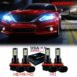 For Nissan Altima 4x Ice Blue H9+ H11 LED Headlight Kit Hi/Low Beam Bulbs 8000K - Picture 1 of 10