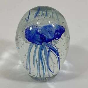 Pisapapeles de vidrio en forma de huevo burbuja medusa azul sin firmar - Imagen 1 de 17