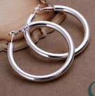 Womens 925 Sterling Silver Large 50mm Round Circle Hoop Earrings #E91