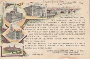 Cartolina pubblicitaria Baltimora MD Guggenheimer, Weil & Co. 1897 vedute - Foto 1 di 2