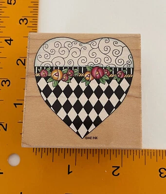 Rose Filigree Heart Rubber Stamp by All Night Media - Image 1 of 4