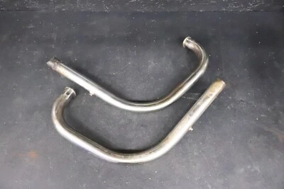 KAWASAKI 1978 1979 KZ750 TUBOS DE ESCAPE DE CABEÇALHO DIREITO E ESQUERDO DUPLO SILENCIADOR CORTADO - Imagem 1 de 4