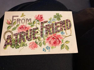 Large Letter “From A True Friend” Surrounded By Flowers - Imagen 1 de 2