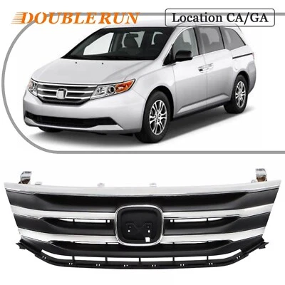 Parrilla delantera negra moldura cromada para Honda Odyssey 2011 2012 2013 nuevo Foto 1 de 4